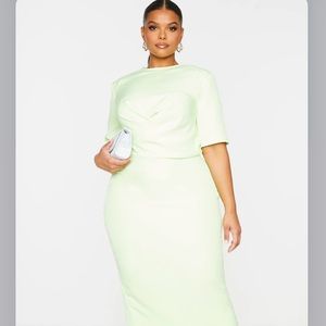 Lime green 2 piece pencil skirt set